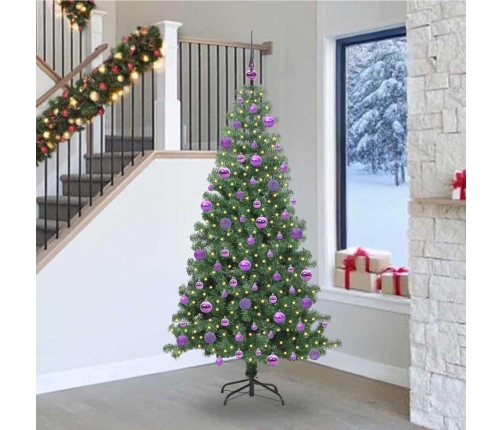 Ziemassvētku Eglīte Su 300 Led Ar Statīvu Zaļa 240 Cm Pvc Vidaxl