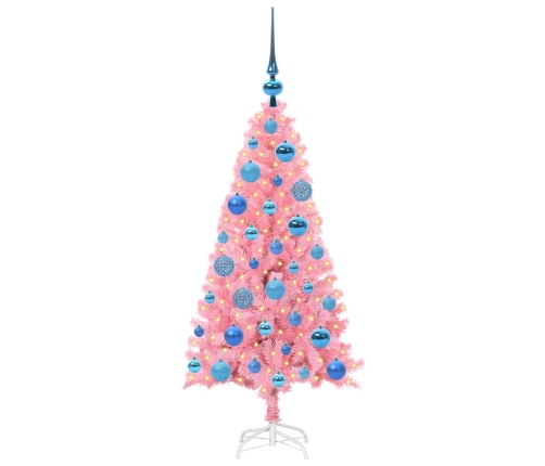 Ziemassvētku Eglīte Su 150 Led Ar Statīvu Rozā 120 Cm Pvc Vidaxl