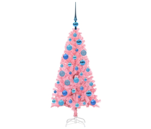 Ziemassvētku Eglīte Su 150 Led Ar Statīvu Rozā 120 Cm Pvc Vidaxl