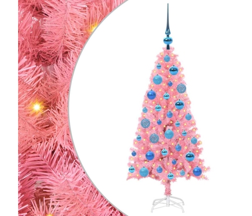 Ziemassvētku Eglīte Su 150 Led Ar Statīvu Rozā 120 Cm Pvc Vidaxl