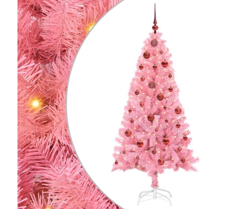 Ziemassvētku Eglīte Su 150 Led Ar Statīvu Rozā 150 Cm Pvc Vidaxl