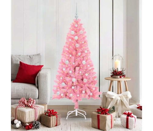 Ziemassvētku Eglīte Su 150 Led Ar Statīvu Rozā 150 Cm Pvc Vidaxl