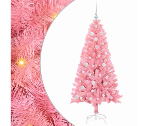 Ziemassvētku Eglīte Su 150 Led Ar Statīvu Rozā 150 Cm Pvc Vidaxl