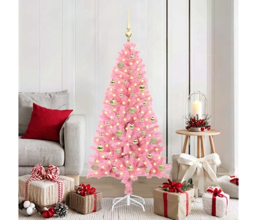 Ziemassvētku Eglīte Su 150 Led Ar Statīvu Rozā 150 Cm Pvc Vidaxl