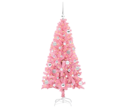 Ziemassvētku Eglīte Su 150 Led Ar Statīvu Rozā 150 Cm Pvc Vidaxl