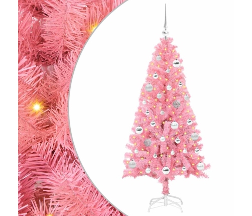 Ziemassvētku Eglīte Su 150 Led Ar Statīvu Rozā 150 Cm Pvc Vidaxl