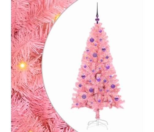 Ziemassvētku Eglīte Su 150 Led Ar Statīvu Rozā 150 Cm Pvc Vidaxl