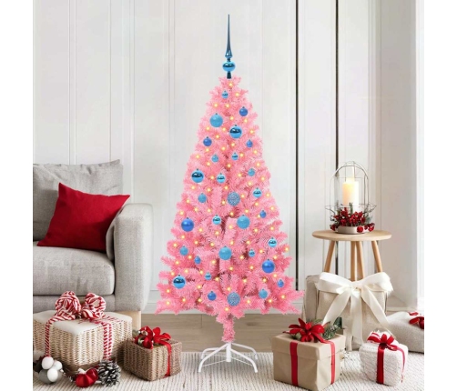 Ziemassvētku Eglīte Su 150 Led Ar Statīvu Rozā 150 Cm Pvc Vidaxl