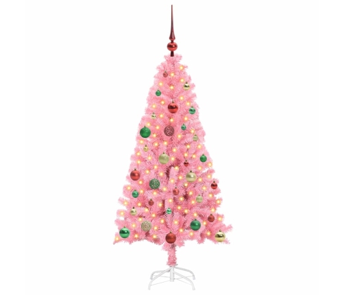 Ziemassvētku Eglīte Su 150 Led Ar Statīvu Rozā 150 Cm Pvc Vidaxl
