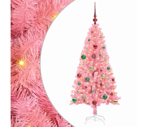 Ziemassvētku Eglīte Su 150 Led Ar Statīvu Rozā 150 Cm Pvc Vidaxl