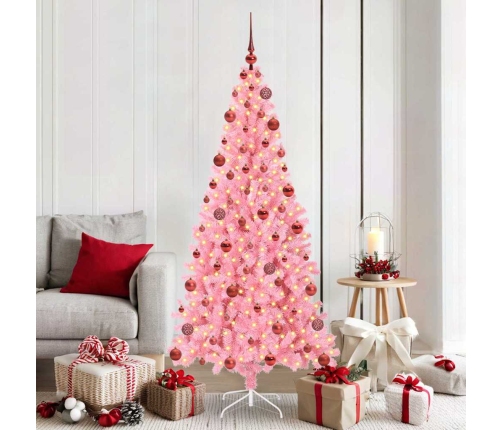 Ziemassvētku Eglīte Su 300 Led Ar Statīvu Rozā 180 Cm Pvc Vidaxl