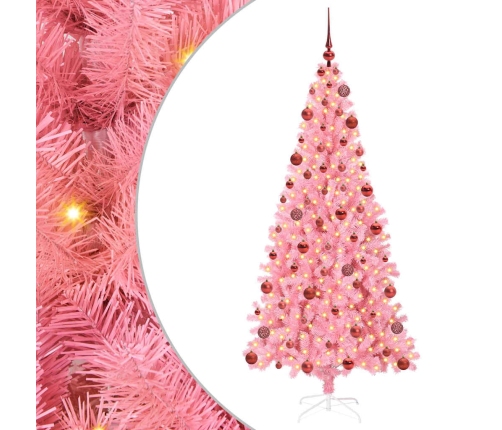 Ziemassvētku Eglīte Su 300 Led Ar Statīvu Rozā 180 Cm Pvc Vidaxl