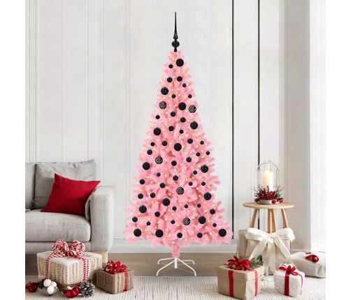 Ziemassvētku Eglīte Su 300 Led Ar Statīvu Rozā 180 Cm Pvc Vidaxl