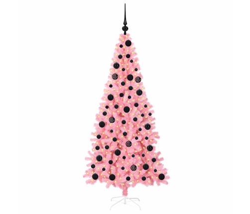 Ziemassvētku Eglīte Su 300 Led Ar Statīvu Rozā 180 Cm Pvc Vidaxl