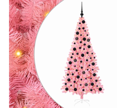 Ziemassvētku Eglīte Su 300 Led Ar Statīvu Rozā 180 Cm Pvc Vidaxl
