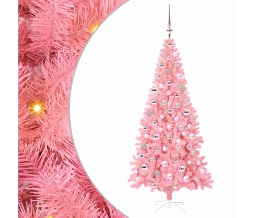 Ziemassvētku Eglīte Su 300 Led Ar Statīvu Rozā 180 Cm Pvc Vidaxl