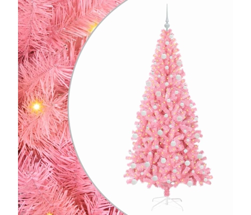 Ziemassvētku Eglīte Su 300 Led Ar Statīvu Rozā 180 Cm Pvc Vidaxl