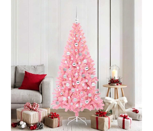 Ziemassvētku Eglīte Su 300 Led Ar Statīvu Rozā 180 Cm Pvc Vidaxl