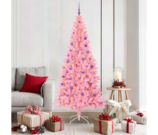 Ziemassvētku Eglīte Su 300 Led Ar Statīvu Rozā 180 Cm Pvc Vidaxl