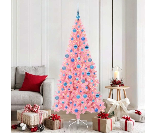 Ziemassvētku Eglīte Su 300 Led Ar Statīvu Rozā 180 Cm Pvc Vidaxl