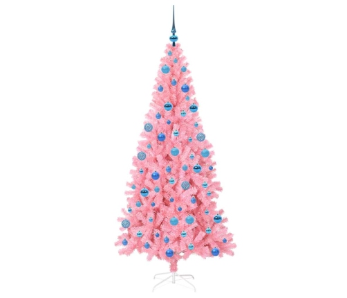 Ziemassvētku Eglīte Su 300 Led Ar Statīvu Rozā 180 Cm Pvc Vidaxl