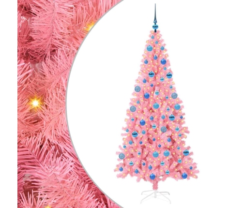 Ziemassvētku Eglīte Su 300 Led Ar Statīvu Rozā 180 Cm Pvc Vidaxl