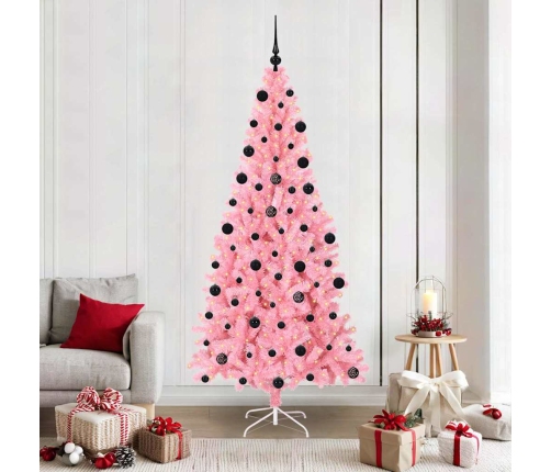 Ziemassvētku Eglīte Su 300 Led Ar Statīvu Rozā 210 Cm Pvc Vidaxl