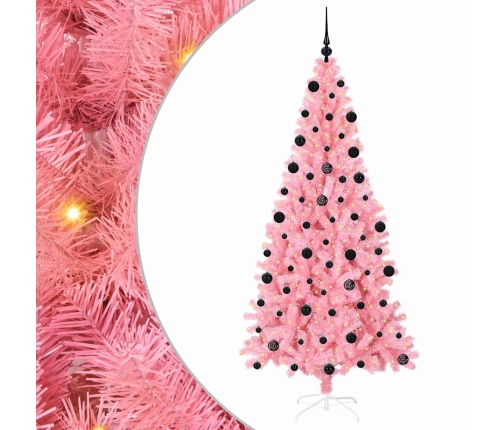 Ziemassvētku Eglīte Su 300 Led Ar Statīvu Rozā 210 Cm Pvc Vidaxl