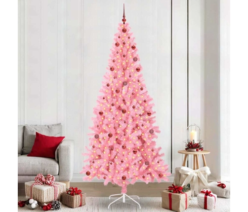 Ziemassvētku Eglīte Su 300 Led Ar Statīvu Rozā 240 Cm Pvc Vidaxl