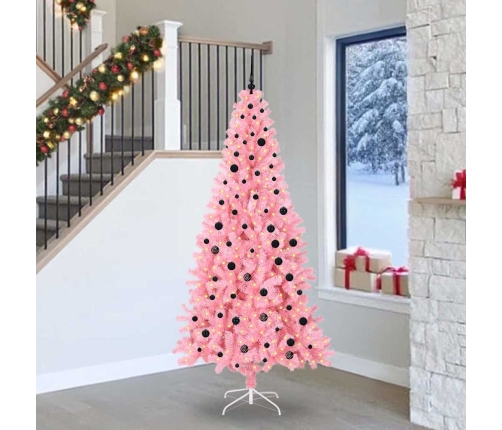 Ziemassvētku Eglīte Su 300 Led Ar Statīvu Rozā 240 Cm Pvc Vidaxl