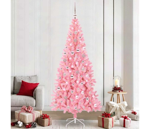 Ziemassvētku Eglīte Su 300 Led Ar Statīvu Rozā 240 Cm Pvc Vidaxl