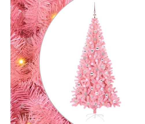 Ziemassvētku Eglīte Su 300 Led Ar Statīvu Rozā 240 Cm Pvc Vidaxl