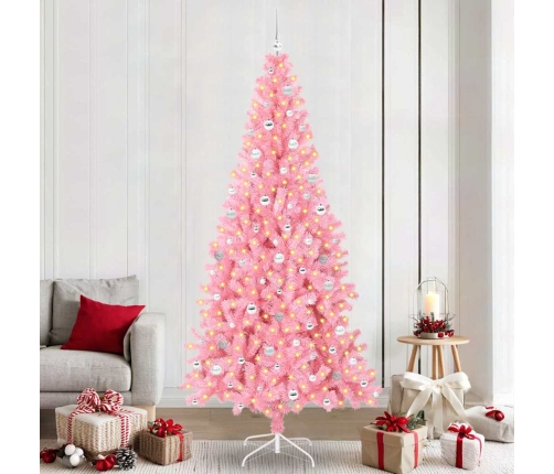 Ziemassvētku Eglīte Su 300 Led Ar Statīvu Rozā 240 Cm Pvc Vidaxl