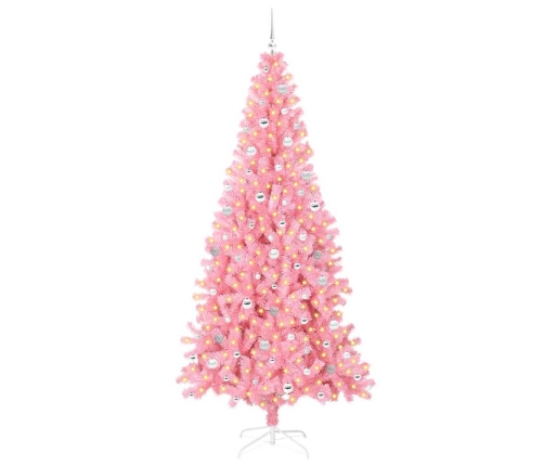 Ziemassvētku Eglīte Su 300 Led Ar Statīvu Rozā 240 Cm Pvc Vidaxl