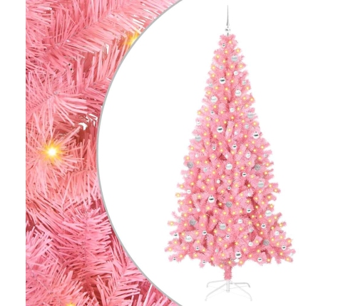 Ziemassvētku Eglīte Su 300 Led Ar Statīvu Rozā 240 Cm Pvc Vidaxl