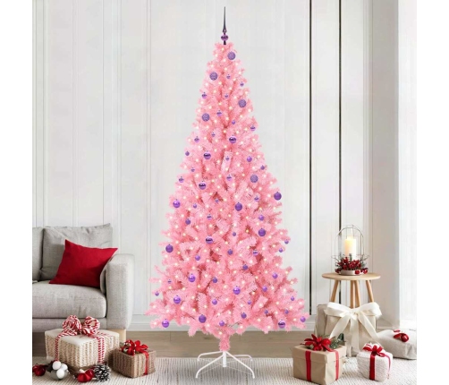 Ziemassvētku Eglīte Su 300 Led Ar Statīvu Rozā 240 Cm Pvc Vidaxl