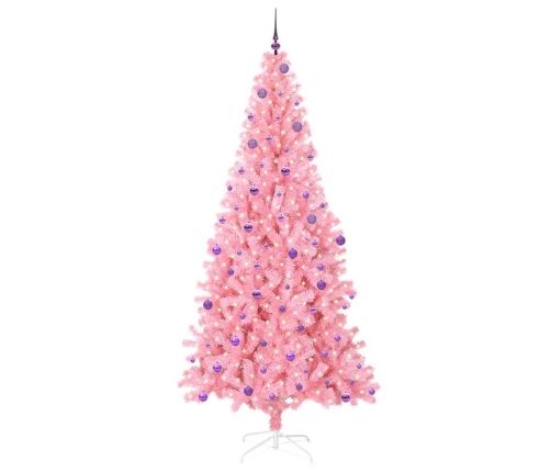 Ziemassvētku Eglīte Su 300 Led Ar Statīvu Rozā 240 Cm Pvc Vidaxl