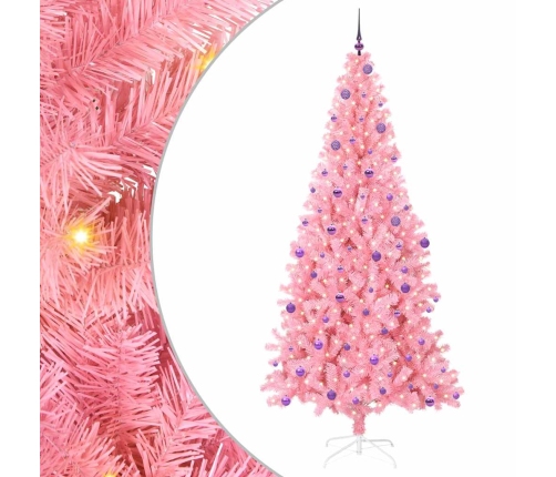 Ziemassvētku Eglīte Su 300 Led Ar Statīvu Rozā 240 Cm Pvc Vidaxl