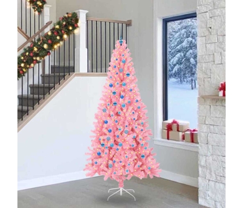 Ziemassvētku Eglīte Su 300 Led Ar Statīvu Rozā 240 Cm Pvc Vidaxl