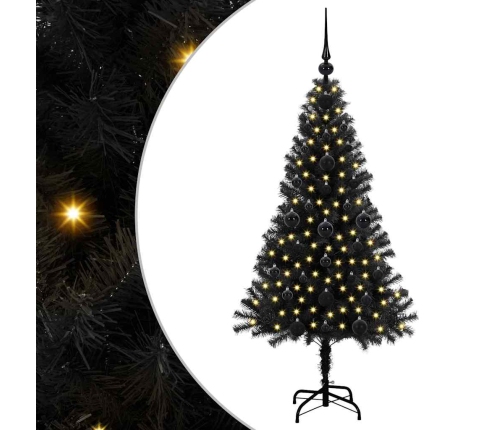 Ziemassvētku Eglīte Su 150 Led Ar Statīvu Melna 120 Cm Pvc Vidaxl