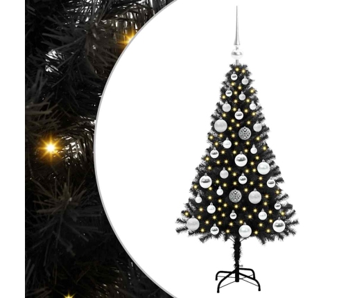 Ziemassvētku Eglīte Su 150 Led Ar Statīvu Melna 120 Cm Pvc Vidaxl