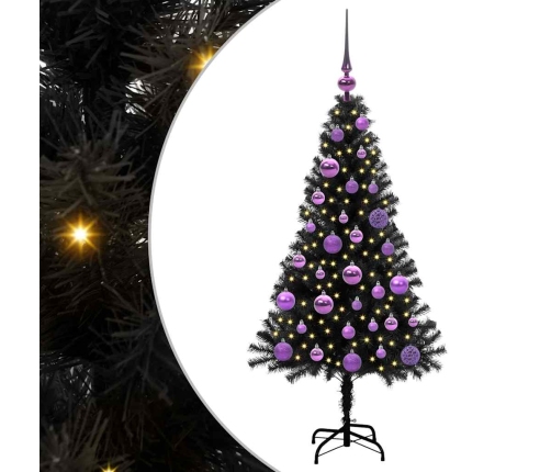 Ziemassvētku Eglīte Su 150 Led Ar Statīvu Melna 120 Cm Pvc Vidaxl