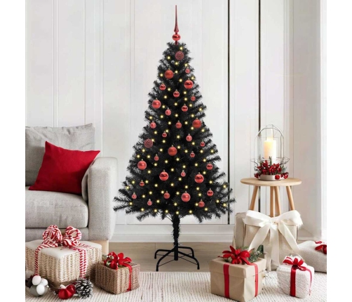 Ziemassvētku Eglīte Su 150 Led Ar Statīvu Melna 150 Cm Pvc Vidaxl