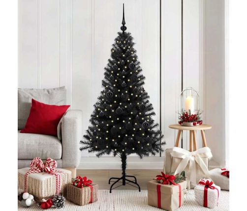 Ziemassvētku Eglīte Su 150 Led Ar Statīvu Melna 150 Cm Pvc Vidaxl