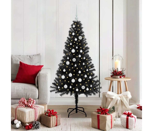 Ziemassvētku Eglīte Su 150 Led Ar Statīvu Melna 150 Cm Pvc Vidaxl