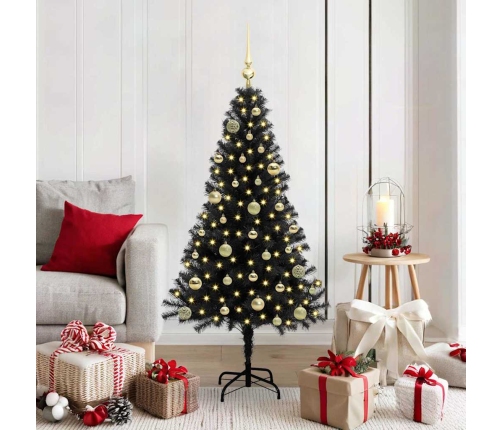 Ziemassvētku Eglīte Su 150 Led Ar Statīvu Melna 150 Cm Pvc Vidaxl