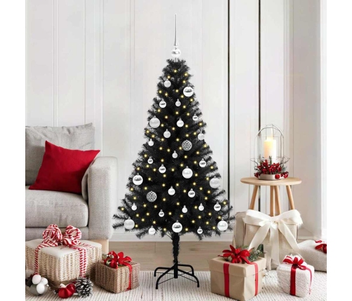 Ziemassvētku Eglīte Su 150 Led Ar Statīvu Melna 150 Cm Pvc Vidaxl