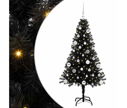 Ziemassvētku Eglīte Su 150 Led Ar Statīvu Melna 150 Cm Pvc Vidaxl