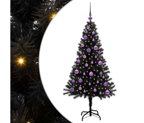 Ziemassvētku Eglīte Su 150 Led Ar Statīvu Melna 150 Cm Pvc Vidaxl