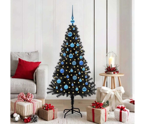 Ziemassvētku Eglīte Su 150 Led Ar Statīvu Melna 150 Cm Pvc Vidaxl